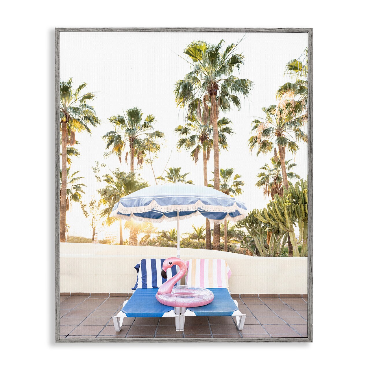 Stupell Industries Poolside Flamingo Float Framed Giclee Wall Art Design by Sisi and Seb
